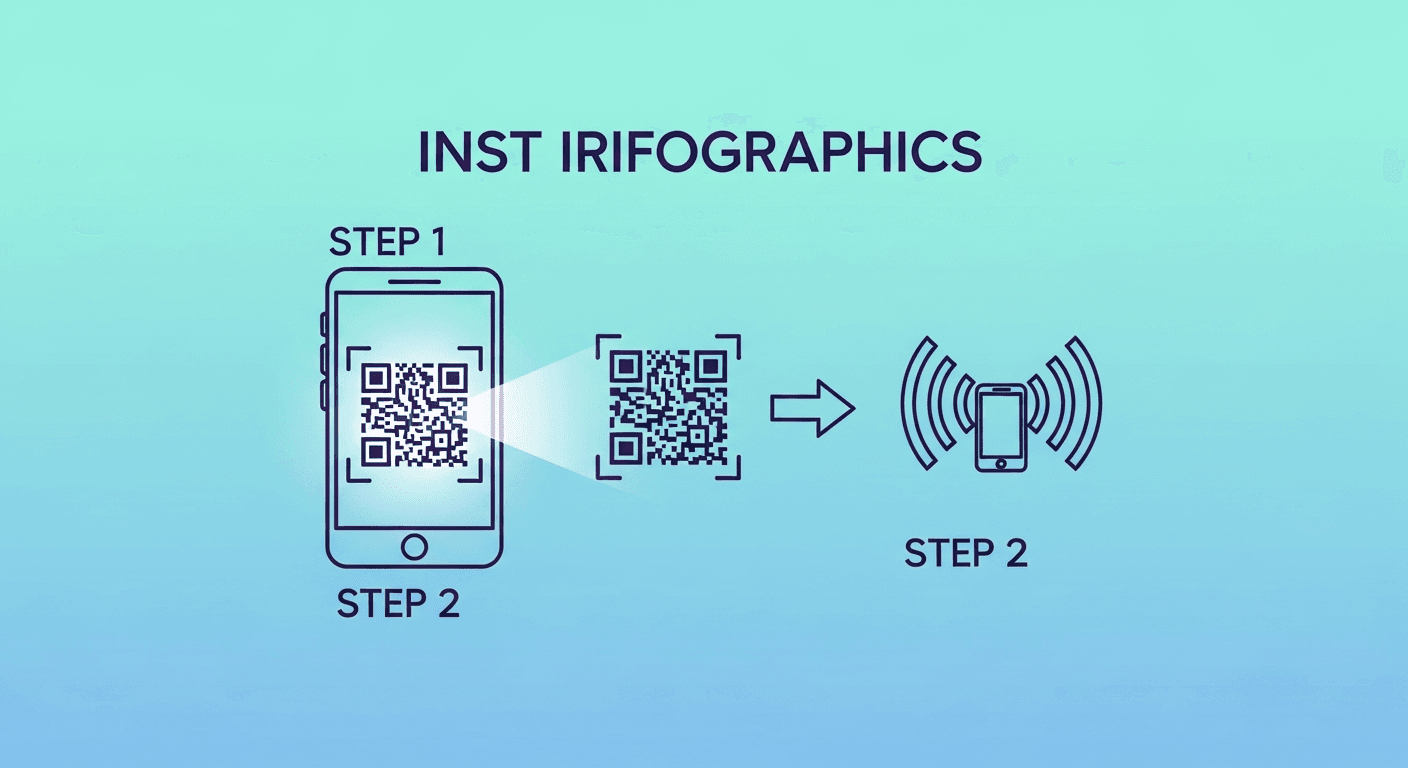 Smartphone scanning a QR code that turns into mobile signal bars — illustration for the eSIM setup guide